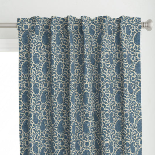Classic Blue Paisley Traditional Persian Motif Pattern