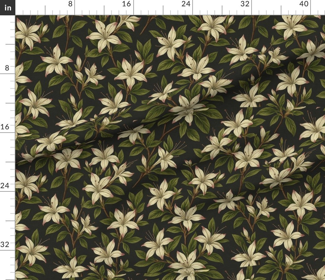 Fabric in Nocturnal Lilies - Dark Botanical Elegance-01