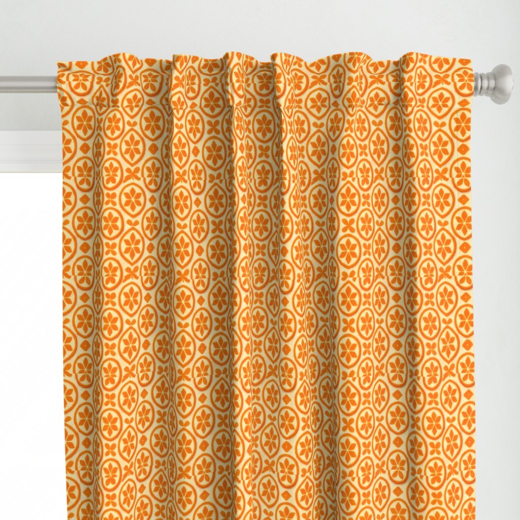 Curtain in Citrus Medallion Mediterranean Tile Pattern