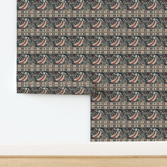 Lovers in Persian Garden – Romantic Traditional Iranian Scene Fabric & Wallpaper