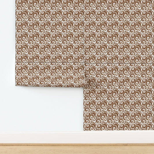 Persian Mocha Swirl Pattern – Traditional Decorative Brown Fabric