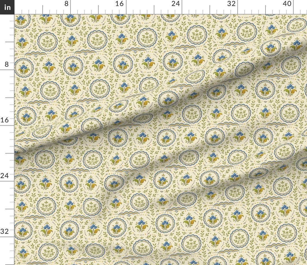 Fabric in Vintage Scandinavian Blueberry Medallion