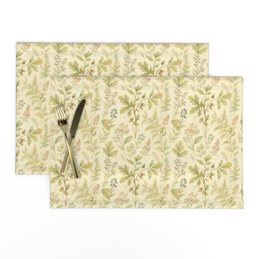 Placemat in Autumn Woodland Watercolor Leaves & Acorns