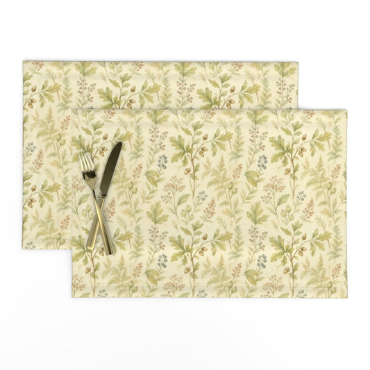Placemat in Autumn Woodland Watercolor Leaves & Acorns