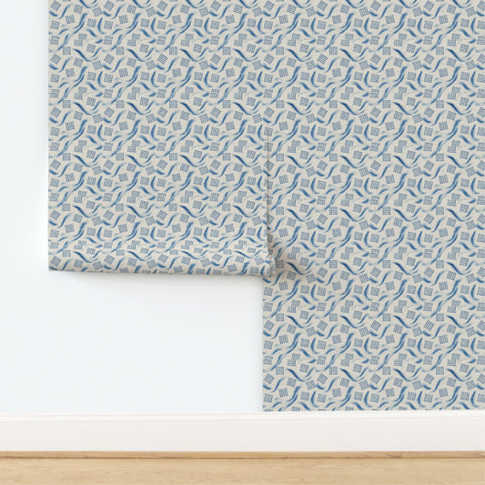 Modern Geometric Blue Wallpaper – Minimalist Scandinavian Wall Pattern