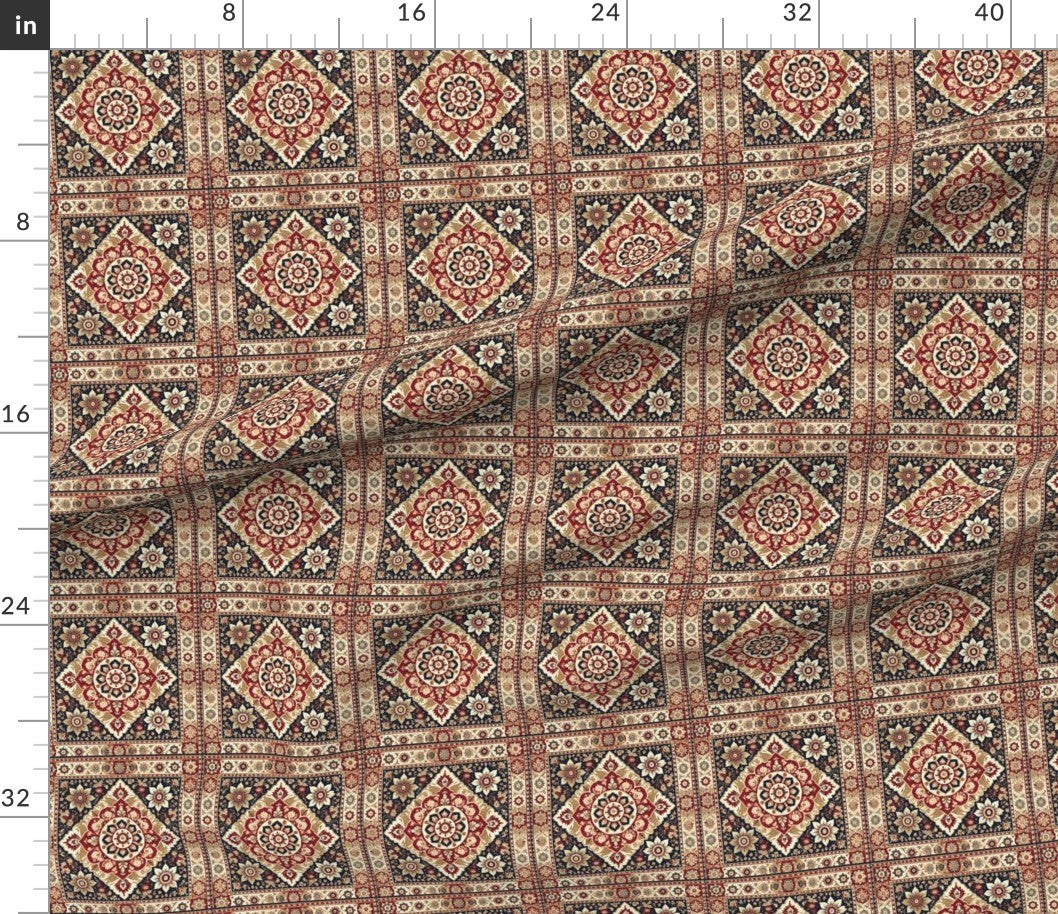 Persian Mosaic Medallion - Red Black Cream Pattern