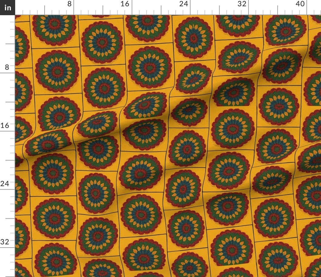 Crochet Mandala Pattern- Yellow Background & Art by Mina