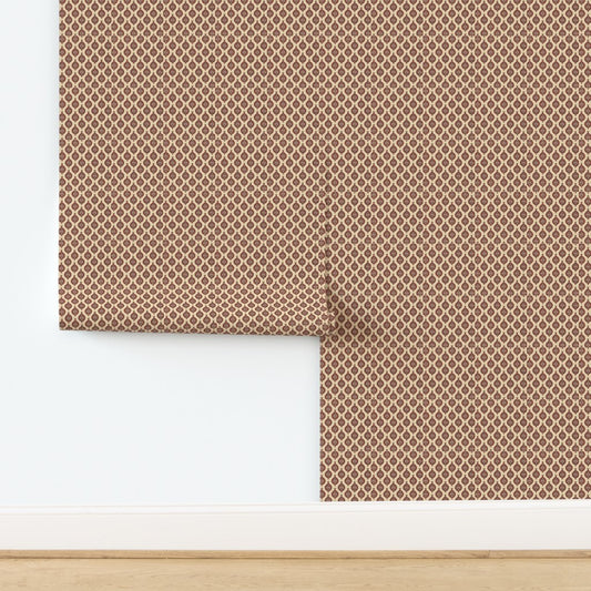 Clay Harmony Trellis Wallpaper – Earthy Geometric Pattern for Classic & Boho Decor