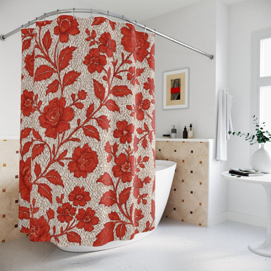 Elegant Floral Shower Curtain for a Cozy Bathroom, Bathroom Decor, Floral Design, Gift for Home, Vintage Style, Red Roses