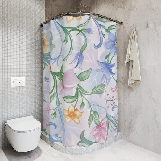 Floral Serenity Shower Curtain – Elegant Spring Bathroom Decor, Spa Vibes, Perfect Gift
