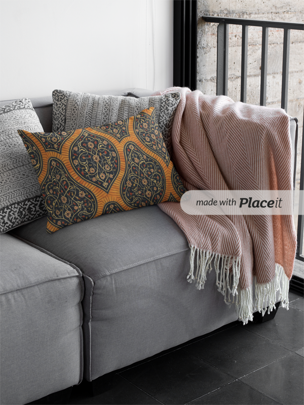Boho Decorative Pillow, Orange Floral Throw Cushion, Home Decor, Couch Accents, Cozy Living Room