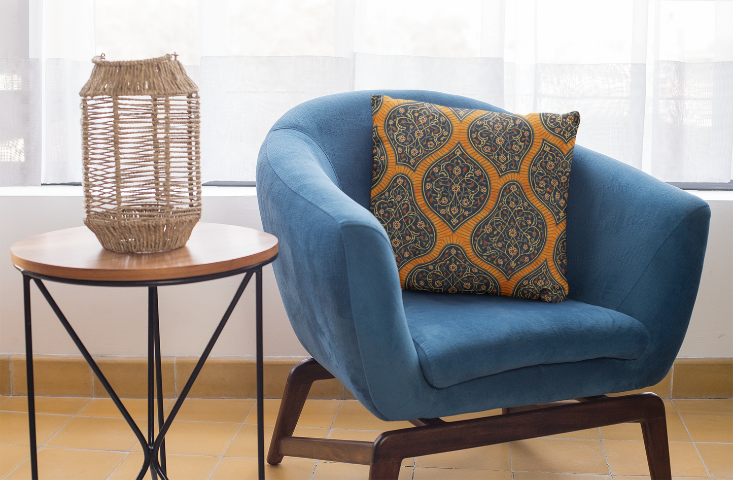 Boho Decorative Pillow, Orange Floral Throw Cushion, Home Decor, Couch Accents, Cozy Living Room