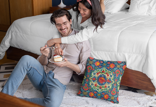 Persian Miniature Art Pillow – Timeless Oriental Scene in Warm Vintage Colors