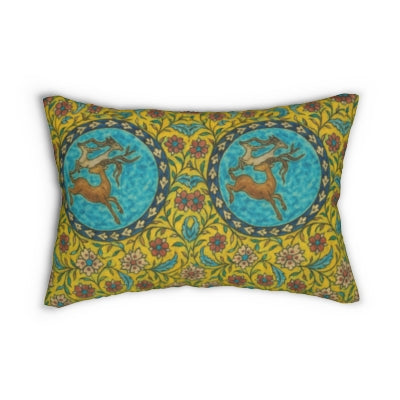 Bohemian Lumbar Pillow with Floral Deer Design, Home Decor, Throw Pillow, Accent Cushion, Gift for Her, Cozy Living Room