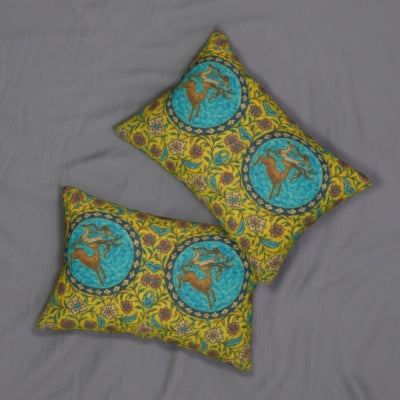 Bohemian Lumbar Pillow with Floral Deer Design, Home Decor, Throw Pillow, Accent Cushion, Gift for Her, Cozy Living Room