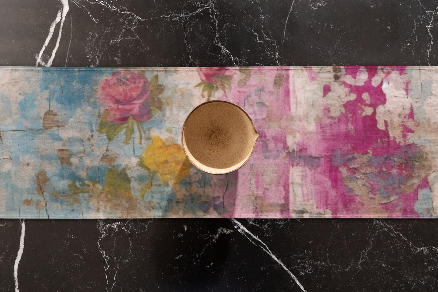 Floral Table Runner, Elegant Cotton & Poly Decoration, Perfect for Weddings, Dining Tables, Home Decor, Spring Celebrations