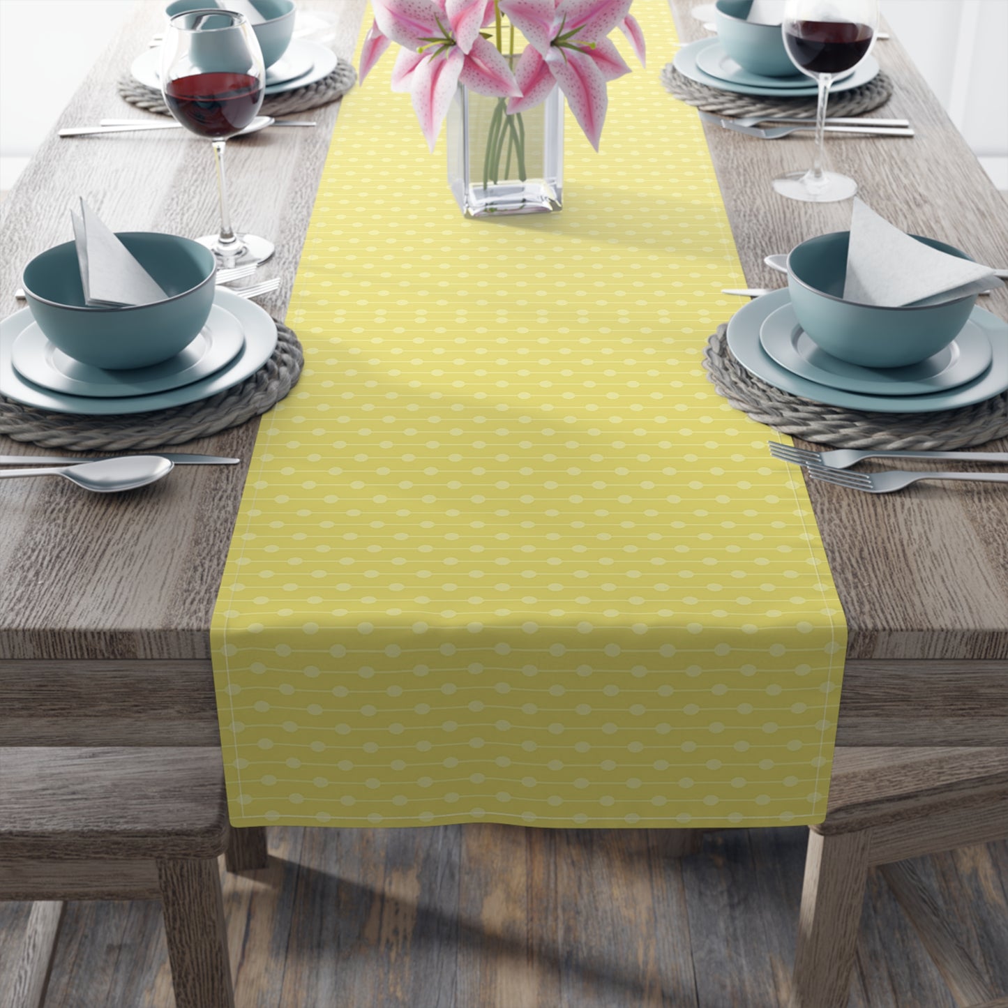 Sunny Polka Dot Table Runner | Bright Cotton Decor for Summer Gatherings, Kitchen Table, Party Table Settings, Home Decor