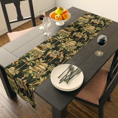 Elephant-Themed Table Runner, Exotic Home Decor for Dining, Boho, Festive Table Setting, Gift for Family and Friends