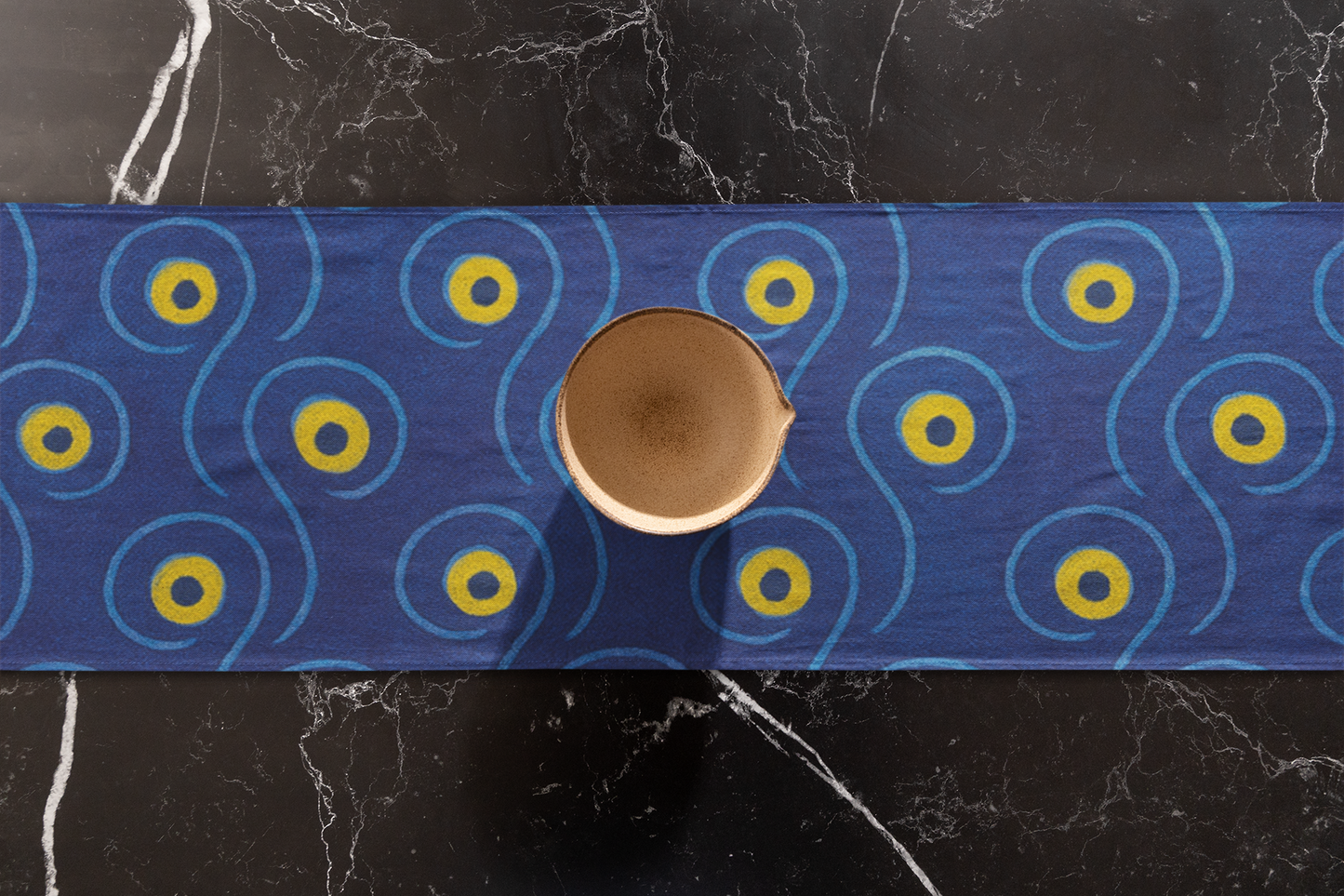 Colorful Patterned Table Runner, Boho Decor, Dining Table Centerpiece, Modern Home Tableware, Blue and Yellow Design