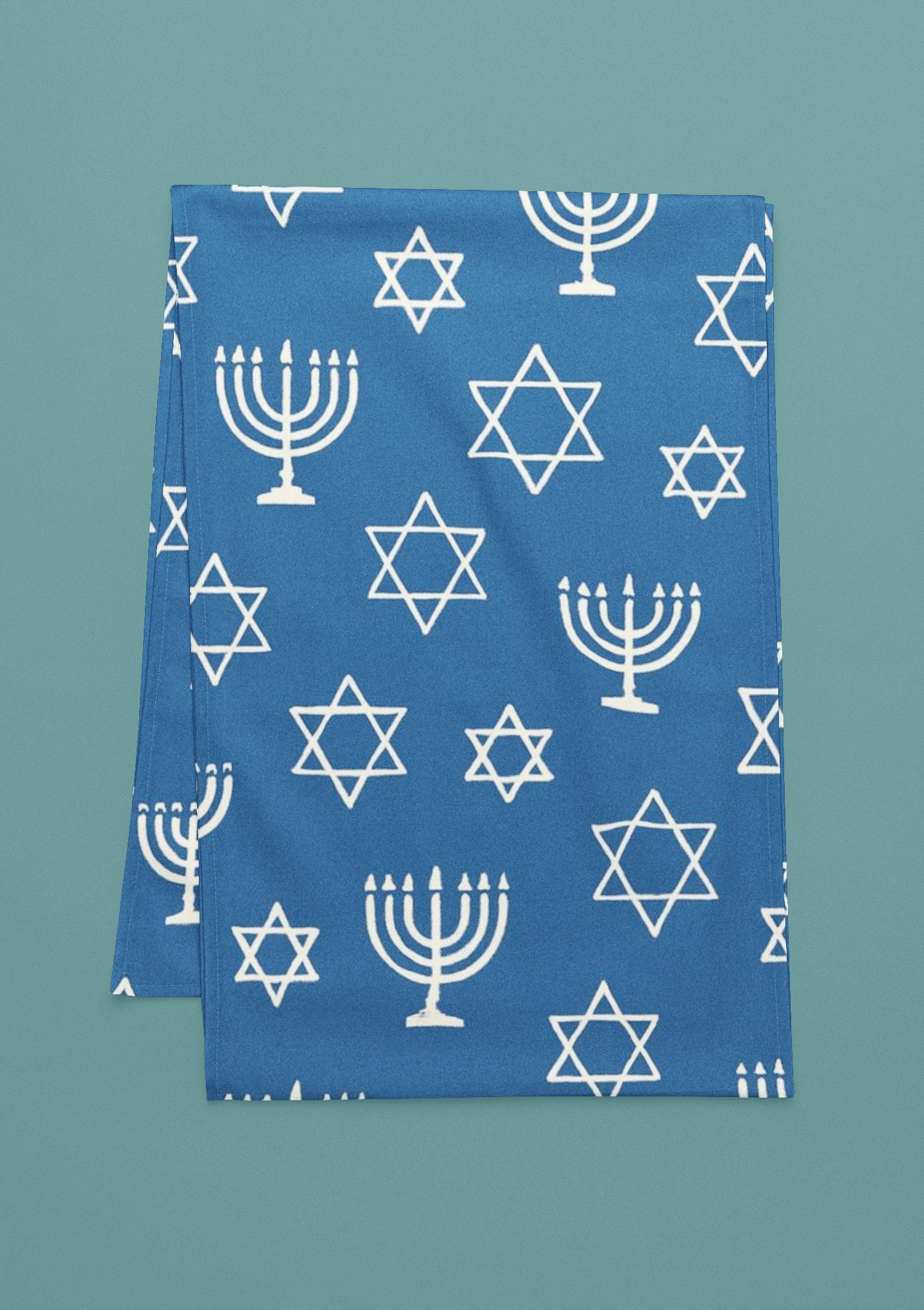 Elegant Hanukkah Table Runner - Cotton & Poly with Star of David Design, Holiday Home Decor, Jewish Celebration, Casual Dining