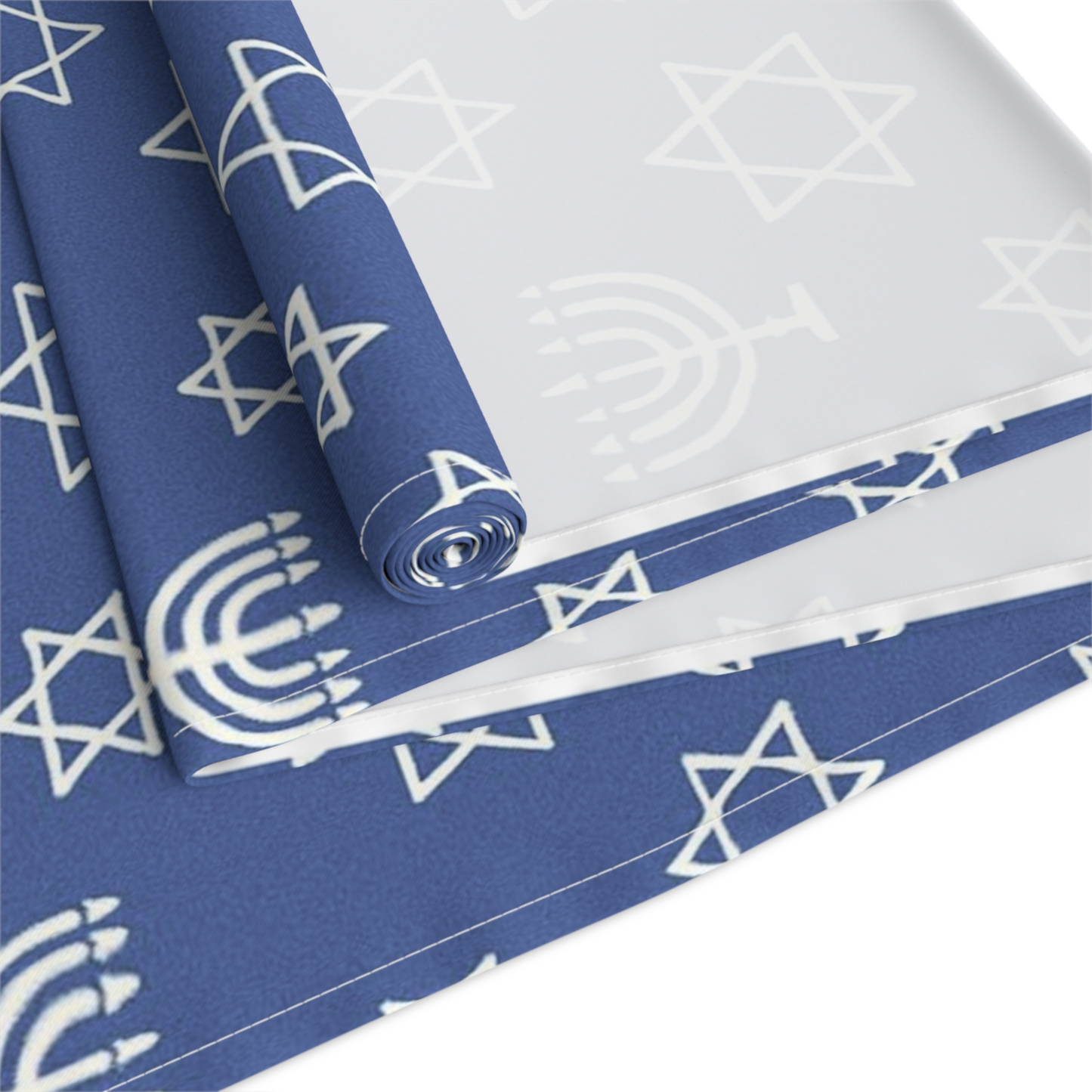 Elegant Hanukkah Table Runner - Cotton & Poly with Star of David Design, Holiday Home Decor, Jewish Celebration, Casual Dining