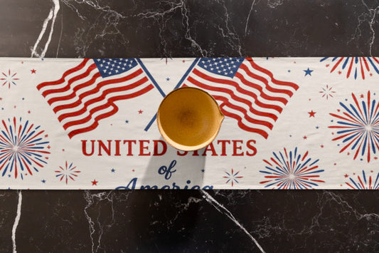 Patriotic Table Runner for Celebrations, 4th of July Decor, Cotton Table Linen, Independence Day, USA Home Decor, Festive Table Accent