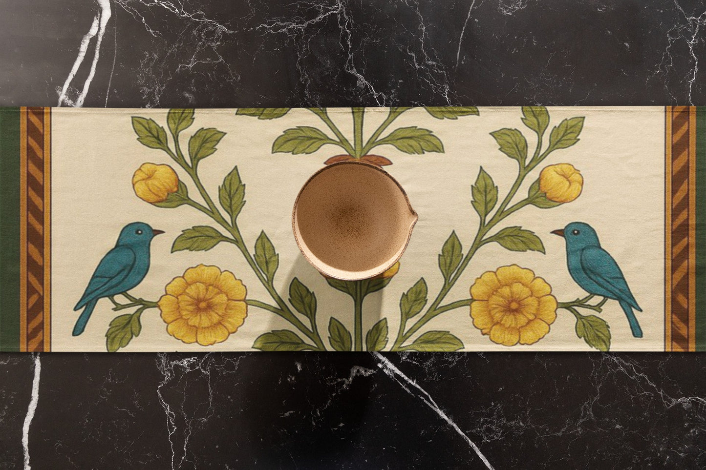 Floral Table Runner with Birds Design for Dining Decor, Boho Table Runner, Spring Table Decor, Farmhouse Decoration, Perfect for Holidays