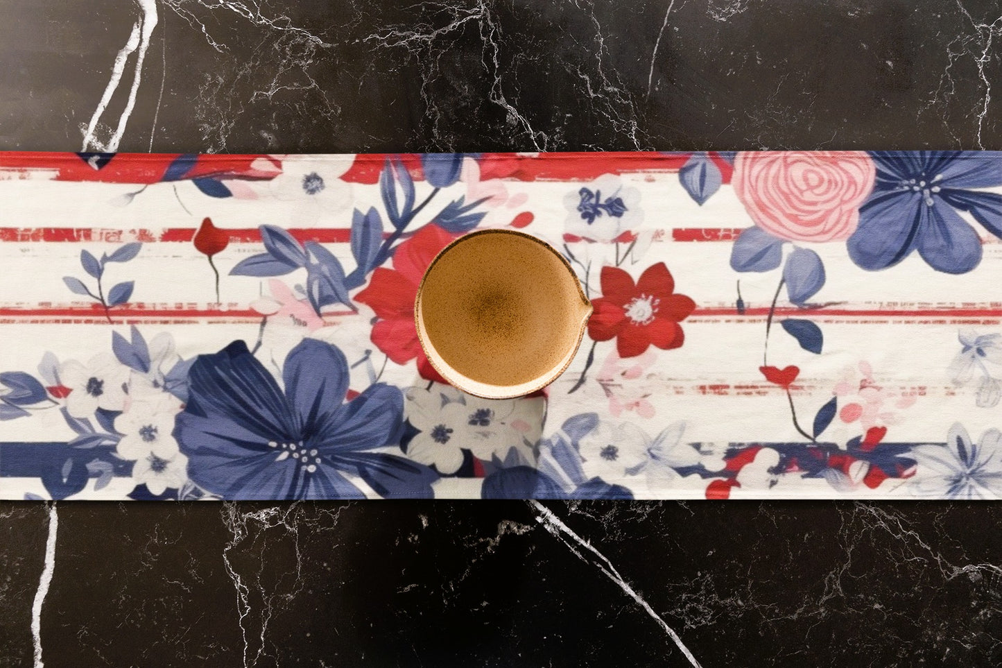 Patriotic Floral Table Runner, Rustic Americana Home Decor, Table Decor for Independence Day, BBQ Parties, and Summer Gatherings