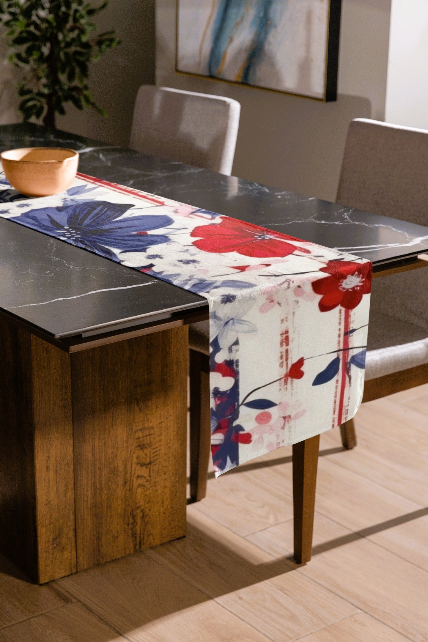 Patriotic Floral Table Runner, Rustic Americana Home Decor, Table Decor for Independence Day, BBQ Parties, and Summer Gatherings