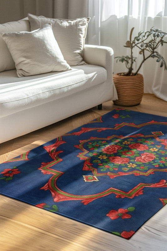 Vintage Floral Round Rug, Bohemian Home Decor, Living Room Accent, Cozy Bedroom Mat, Perfect for Gifts & Home Refresh