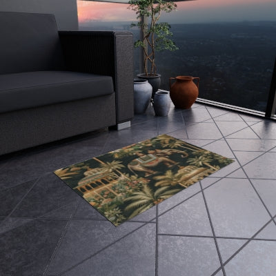 Bohemian Outdoor Rug with Elephant Design, Patio Mat, Garden Decor, Exotic Home Accessory, Outdoor Living, Stylish Area Rug