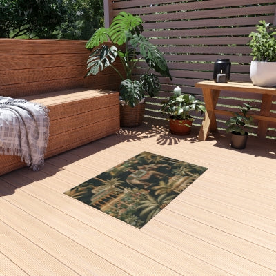 Bohemian Outdoor Rug with Elephant Design, Patio Mat, Garden Decor, Exotic Home Accessory, Outdoor Living, Stylish Area Rug