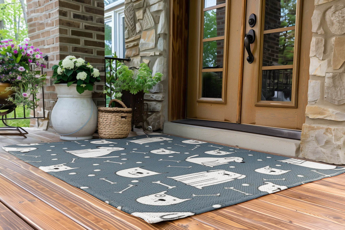 Dog-Themed Area Rug, Pet Decor, Dog Lover Gift, Cute Animal Carpet, Paw Print Home Accent, Cozy Dog Room Decor