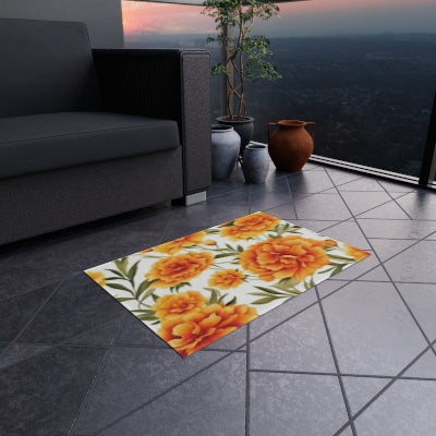 Floral Outdoor Rug - Summer Patio Decor, Garden Rug, Area Mat for Porch, Beach Blanket, Picnic Blanket