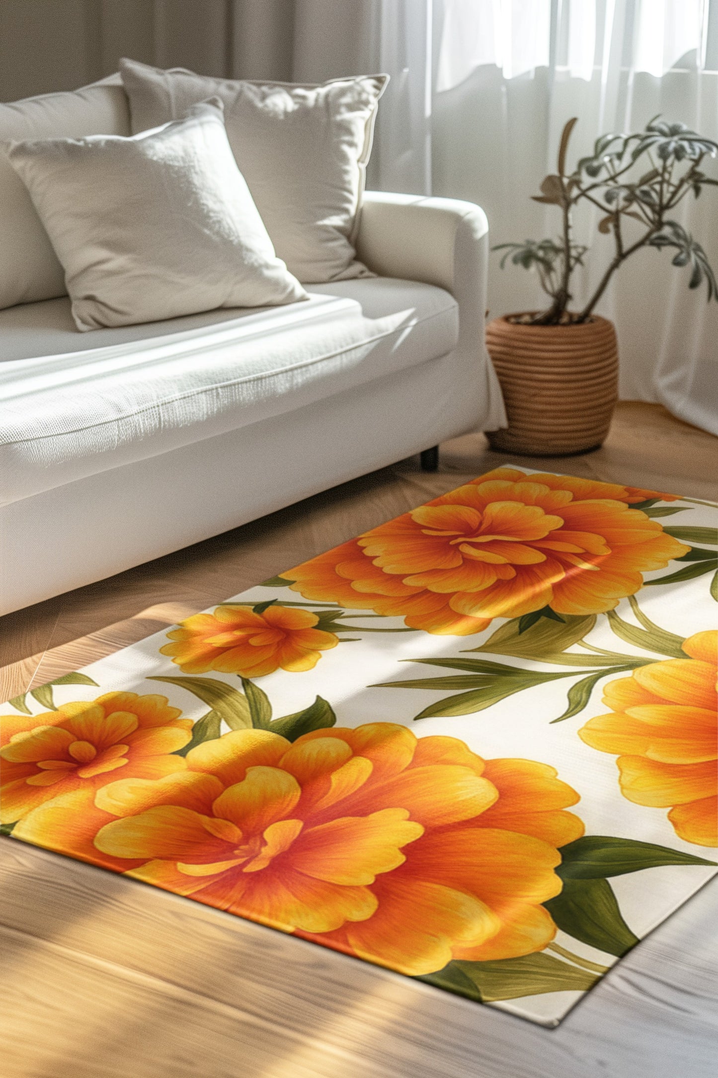 Floral Outdoor Rug - Summer Patio Decor, Garden Rug, Area Mat for Porch, Beach Blanket, Picnic Blanket