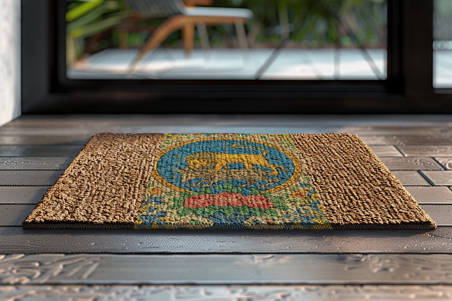 Vibrant Lion Themed Area Rug, Bohemian Home Decor, Living Room Accent, Unique Gift, Yoga Studio Mat