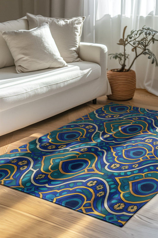 Bohemian Floral Area Rug, Vibrant Home Decor, Perfect for Living Room, Bedroom, Boho Style, Housewarming Gift