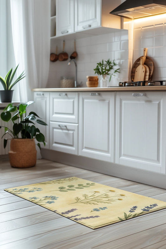 Botanical Pattern Area Rug, Vintage Floral Accent Rug, Boho Home Decor, Living Room Floor Mat, Spring-Inspired Mat, Nature Lovers Gift