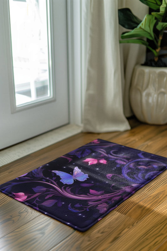 Floral Butterfly Area Rug, Elegant Home Decor, Living Room Accent, Gifts for Her, Bohemian Style, Spring Decor