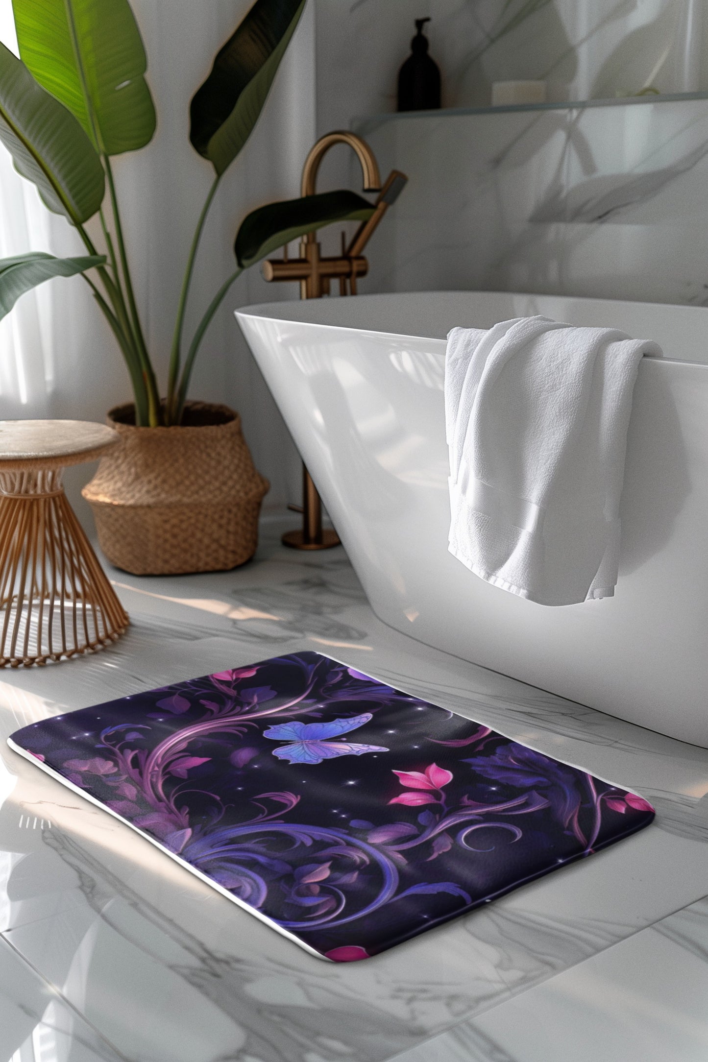 Floral Butterfly Area Rug, Elegant Home Decor, Living Room Accent, Gifts for Her, Bohemian Style, Spring Decor