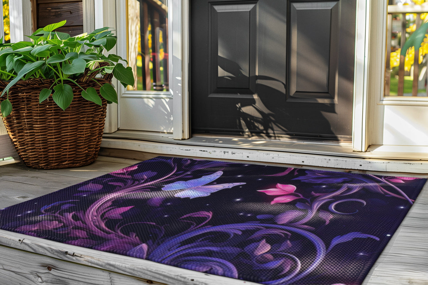 Floral Butterfly Area Rug, Elegant Home Decor, Living Room Accent, Gifts for Her, Bohemian Style, Spring Decor