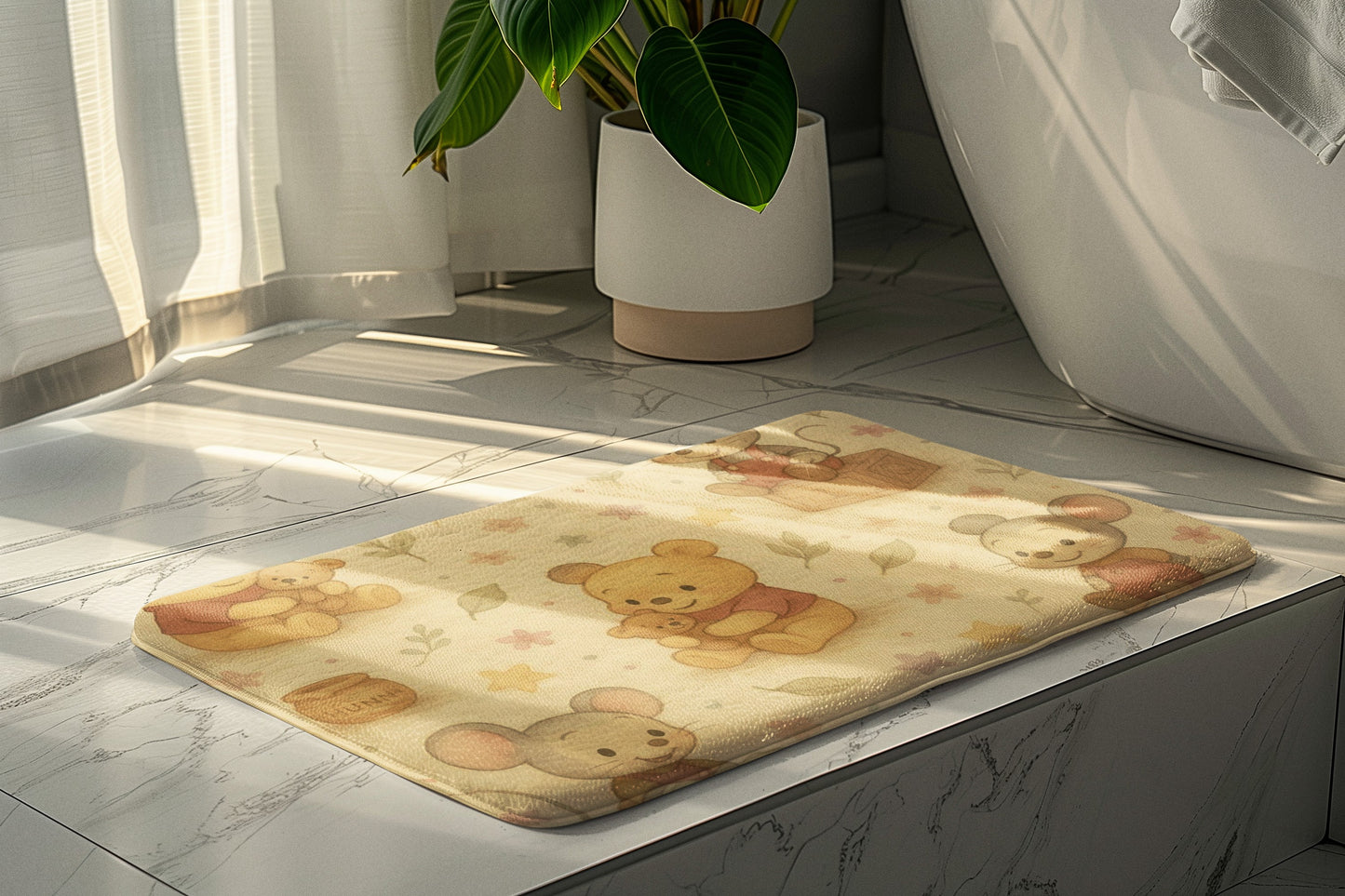Whimsical Animal Play Rug, Kids' Bedroom Decor, Nursery Mat, Adorable Teddy Bear Design, Playroom Carpet, Gift for Baby Shower
