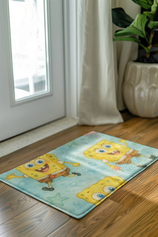 SpongeBob SquarePants Rug, Kids Room Decor, Playroom Mat, Cute Cartoon Carpet, Beach Themed Area Rug, Fun Home Accessory