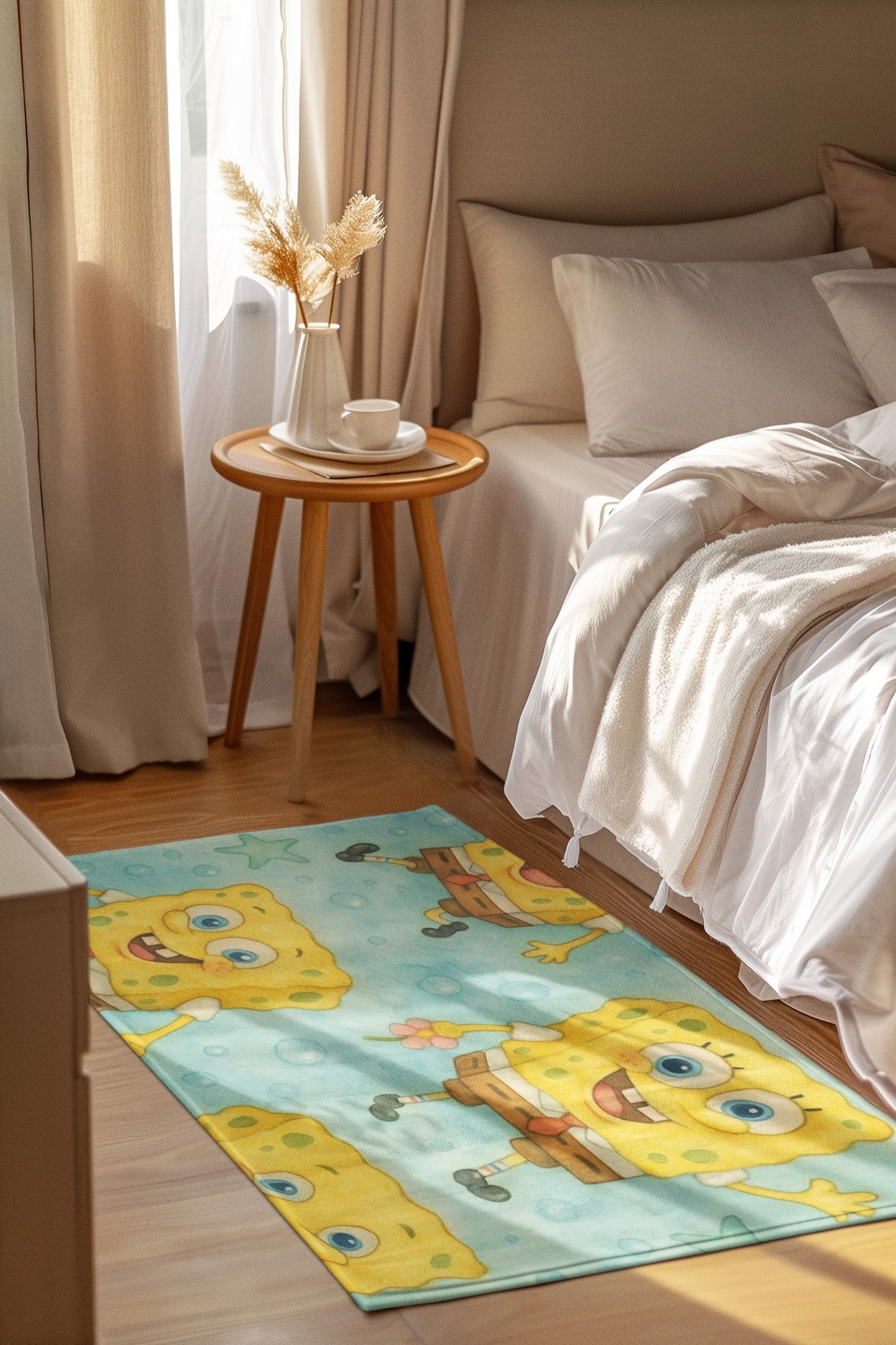 SpongeBob SquarePants Rug, Kids Room Decor, Playroom Mat, Cute Cartoon Carpet, Beach Themed Area Rug, Fun Home Accessory