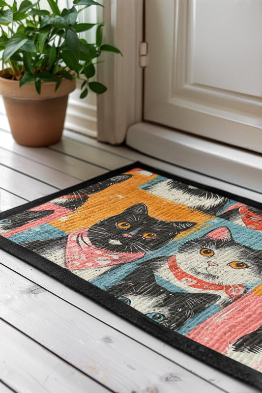 Whimsical Cat Rug for Pet Lovers, Colorful Indoor Decor, Perfect Gift for Cat Owners, Cat Birthday, Home & Living