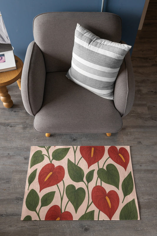 Vibrant Floral Area Rug - Bohemian Home Decor, Indoor/Outdoor Mat, Living Room Accent, Housewarming Gift, Wedding Decor