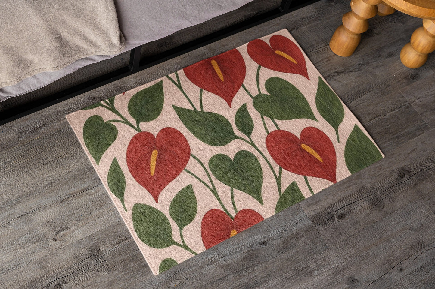 Vibrant Floral Area Rug - Bohemian Home Decor, Indoor/Outdoor Mat, Living Room Accent, Housewarming Gift, Wedding Decor