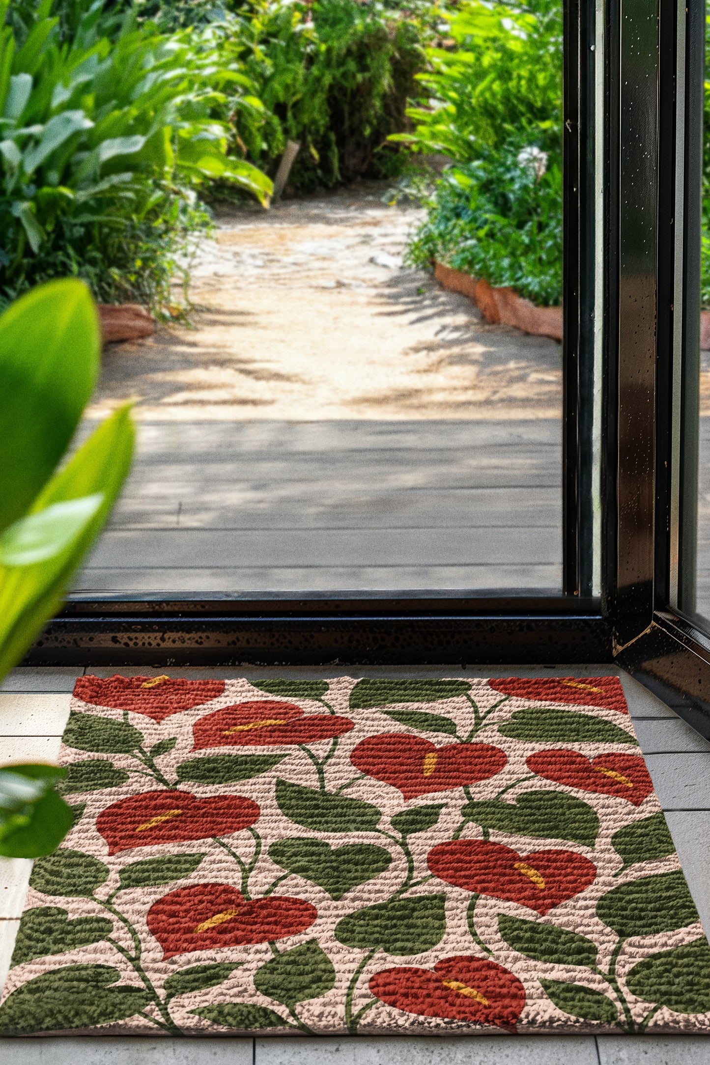 Vibrant Floral Area Rug - Bohemian Home Decor, Indoor/Outdoor Mat, Living Room Accent, Housewarming Gift, Wedding Decor
