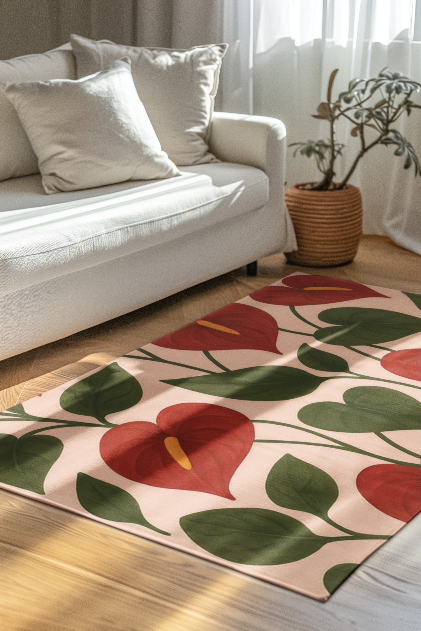 Vibrant Floral Area Rug - Bohemian Home Decor, Indoor/Outdoor Mat, Living Room Accent, Housewarming Gift, Wedding Decor