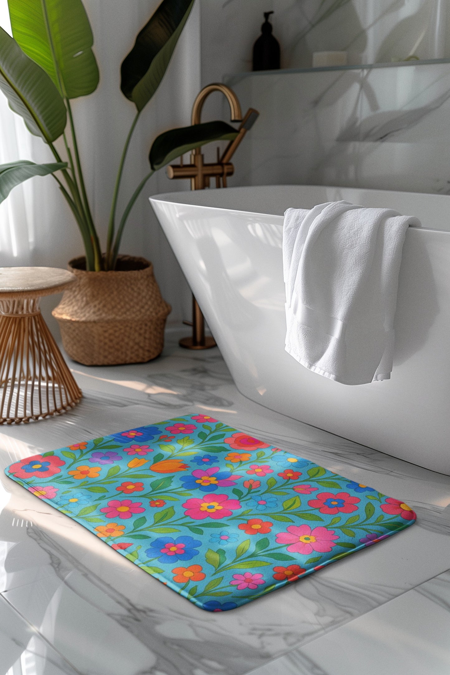 Vibrant Floral Area Rug, Bohemian Home Decor, Living Room Accessory, Gift for Garden Lovers, Spring Decor